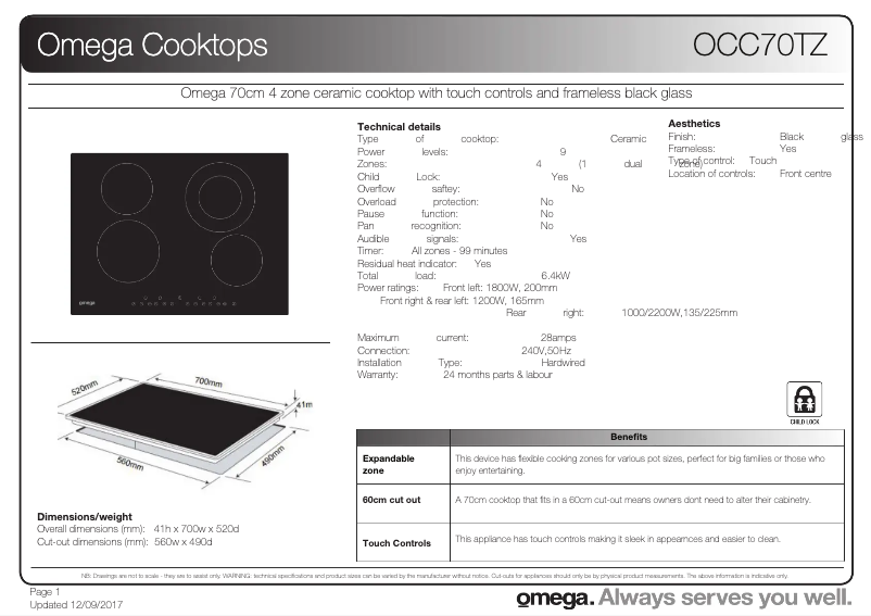 Imagen de la primera página del manual del dispositivo OCC70TZ