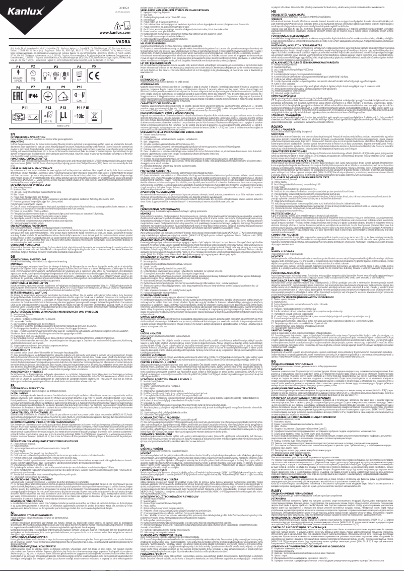 Imagen de la primera página del manual del dispositivo Vadra 16L-UP
