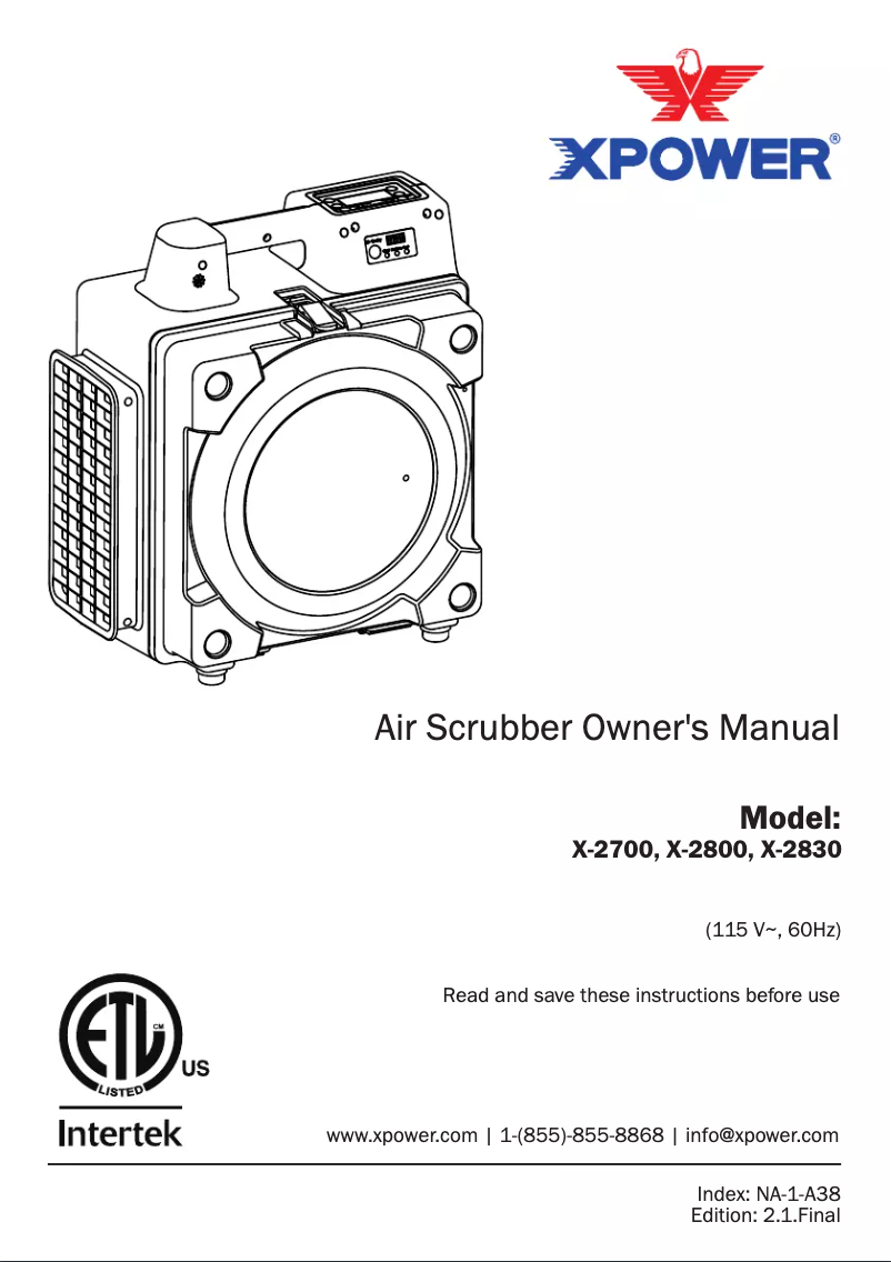 Imagen de la primera página del manual del dispositivo X-2800