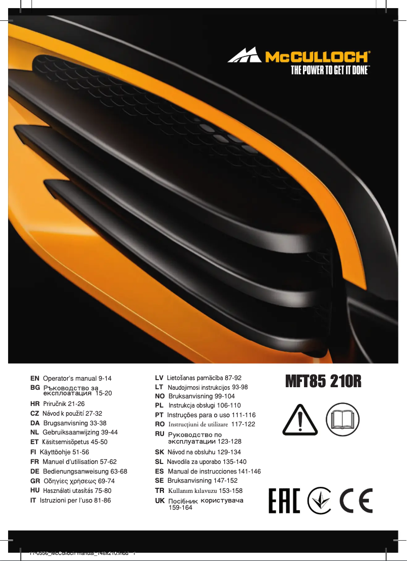 Página 1 del manual Manual de usuario McCulloch MFT85 210R
