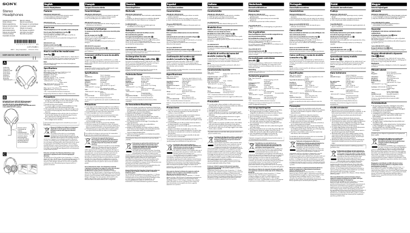 Imagen de la primera página del manual del dispositivo MDR-MA102TV