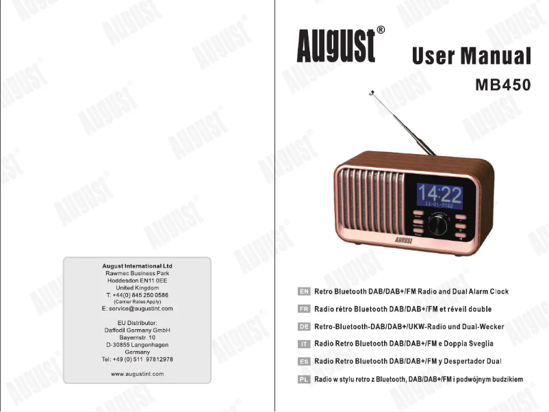 Página 1 del manual Manual de usuario August MB450