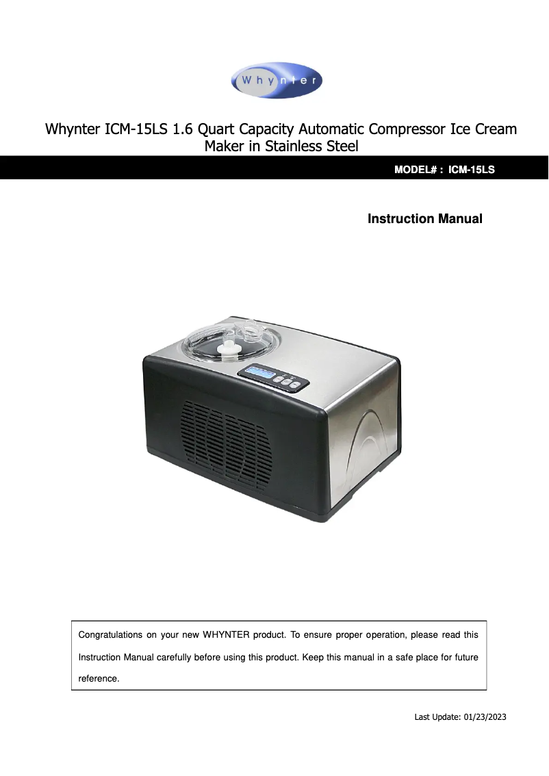 Imagen de la primera página del manual del dispositivo ICM-15LS