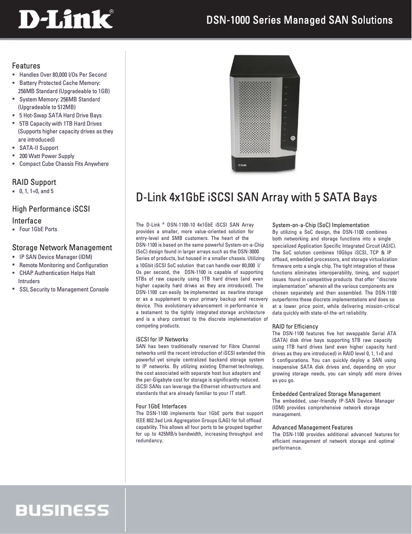 Imagen de la primera página del manual del dispositivo DSN-1100