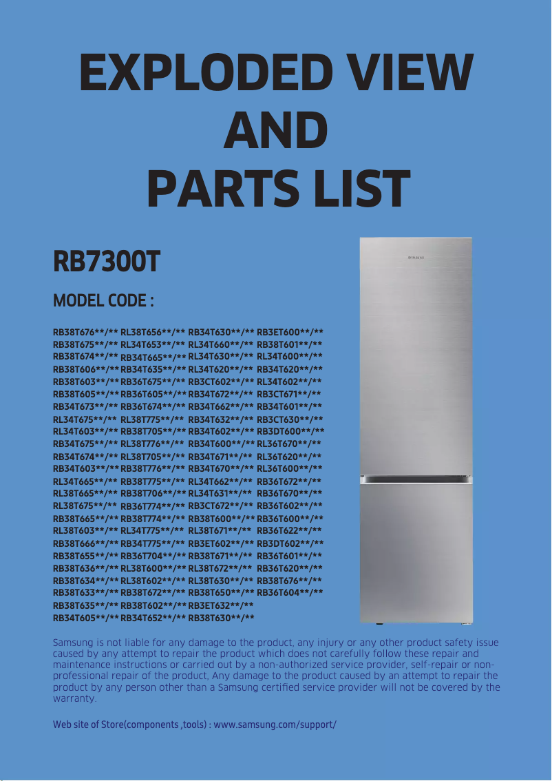 Página 1 del manual Ficha técnica Samsung RB38T602CSA