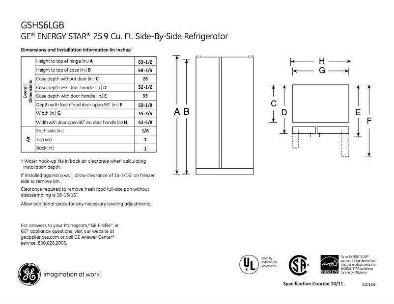 Imagen de la primera página del manual del dispositivo GSHS6LGBSS