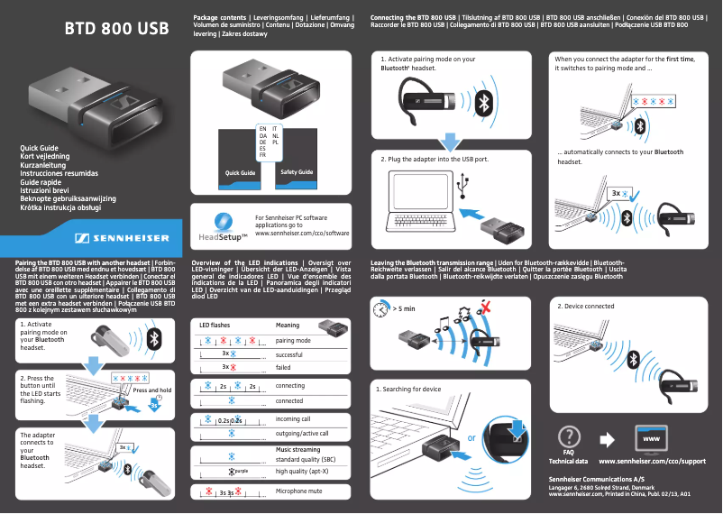 Página 1 del manual Manual de usuario Sennheiser BTD 800 USB