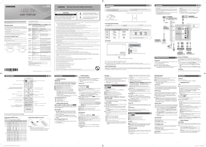 Imagen de la primera página del manual del dispositivo UN32K4100AF