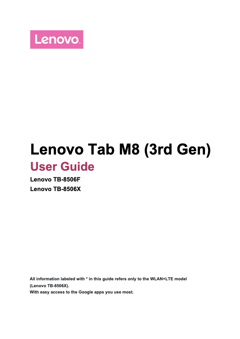 Página nº 1 - Manual de usuario Lenovo Tab M3 (3rd Gen)