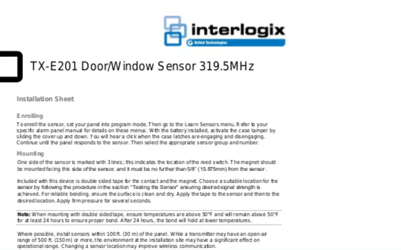 Página 1 del manual Manual de usuario Interlogix TX-E201
