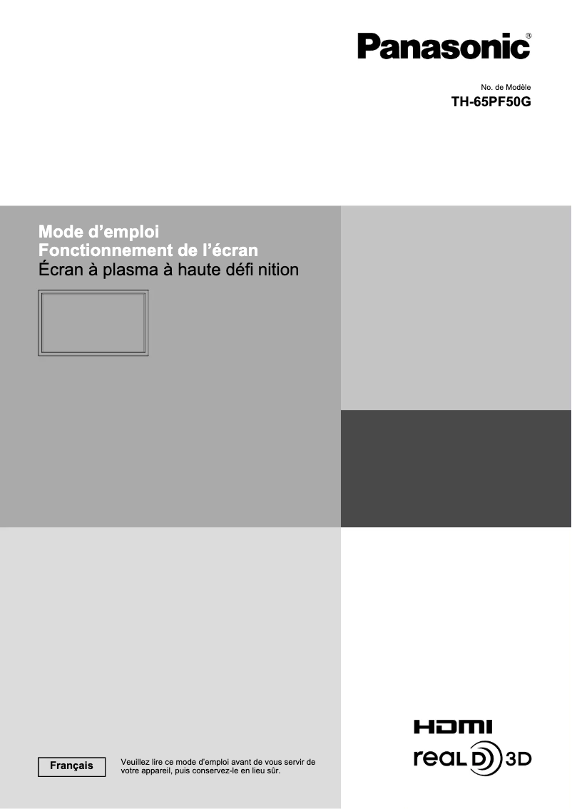 Imagen de la primera página del manual del dispositivo TH-65PF50G