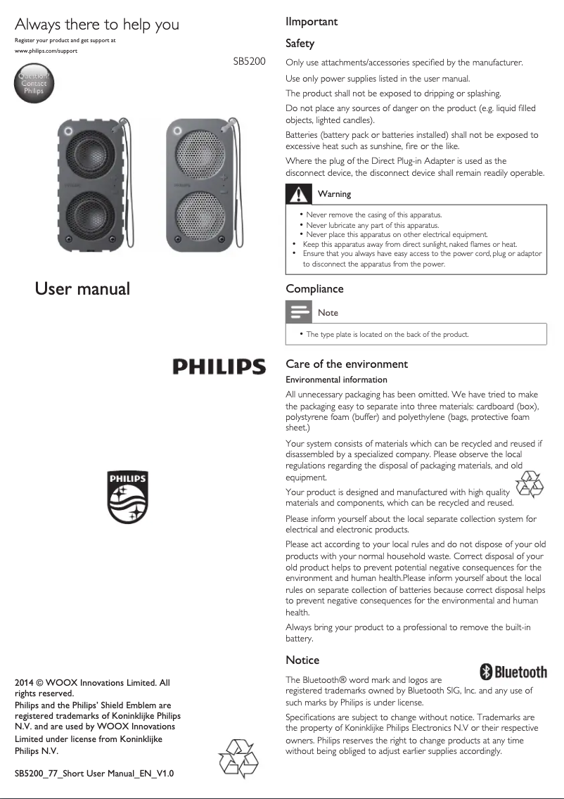 Imagen de la primera página del manual del dispositivo SB5200A