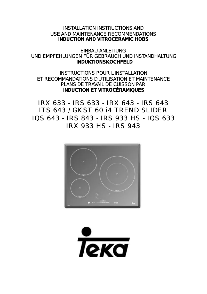 Imagen de la primera página del manual del dispositivo IRS 943