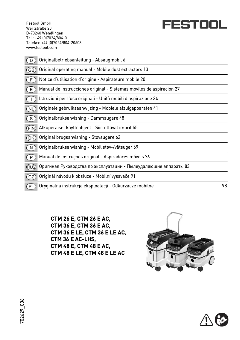 Página nº 1 - Manual de usuario Festool CTM 36 LE