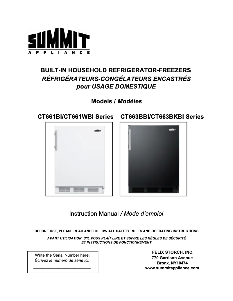 Página 1 del manual Manual de usuario Summit CT663BKBISSHVADA