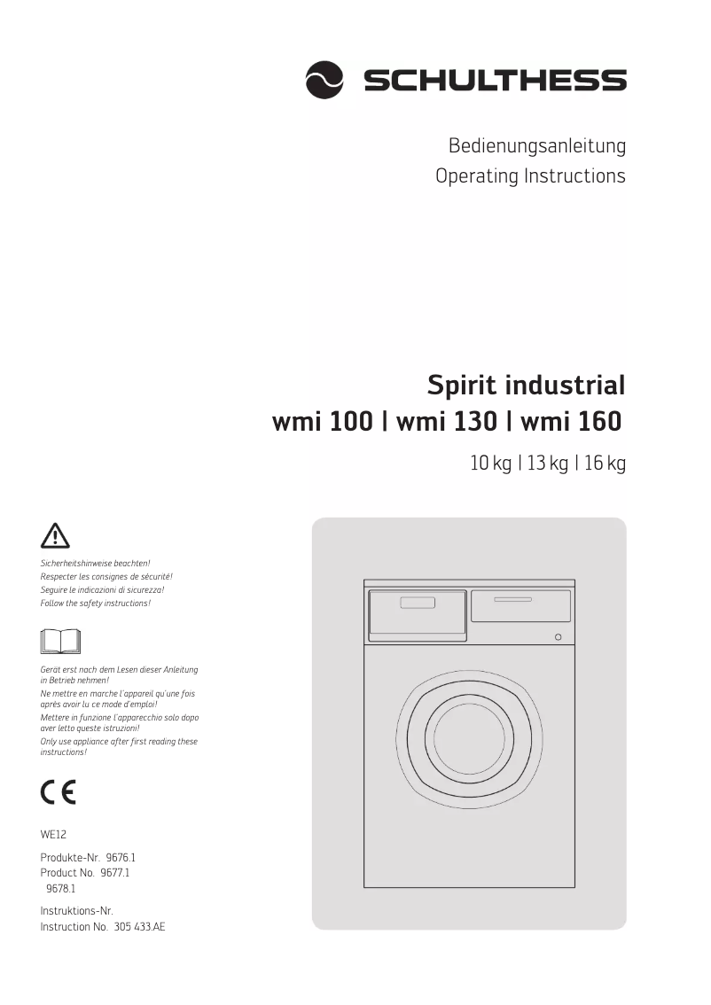 Página 1 del manual Manual de usuario Schulthess Spirit industrial WMI 100