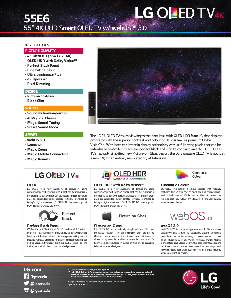 Imagen de la primera página del manual del dispositivo OLED55E6P