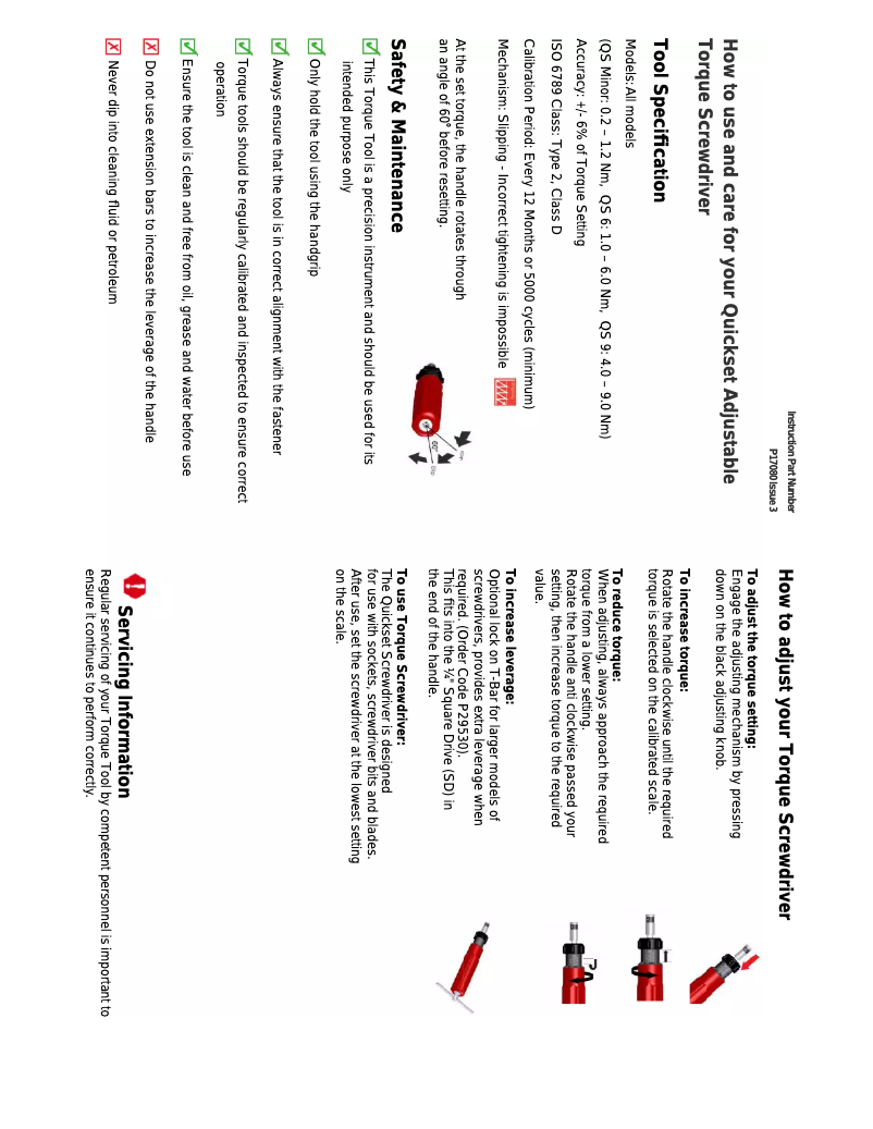 Página 1 del manual Manual de usuario Gedore Quickset Minor Metric FH