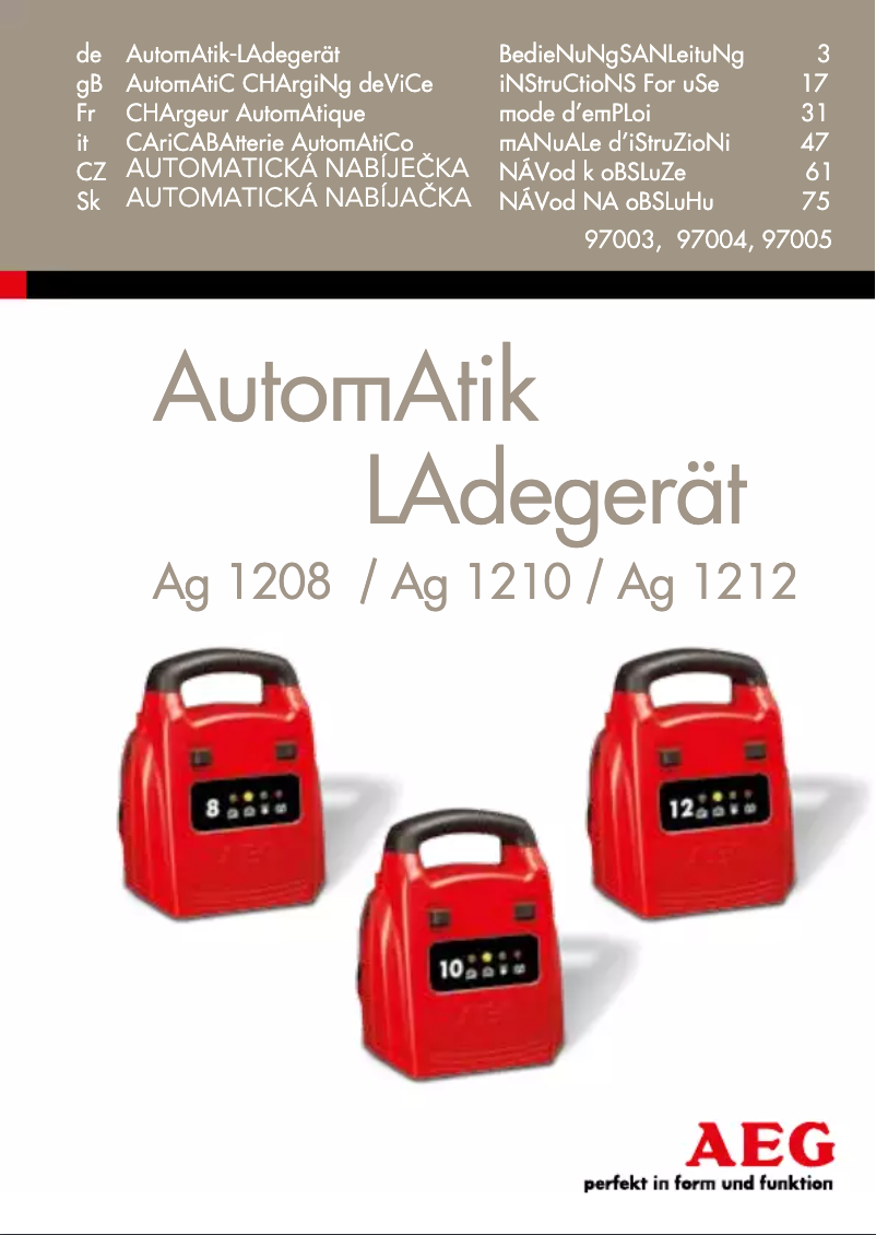 Página 1 del manual Manual de usuario AEG AG 1208