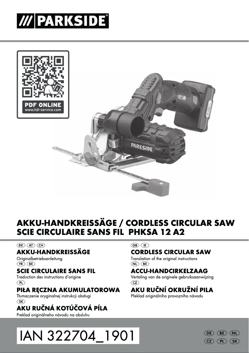 Página 1 del manual Manual de usuario Parkside PHKSA 12 A2