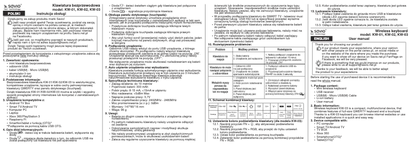 Imagen de la primera página del manual del dispositivo KW-03