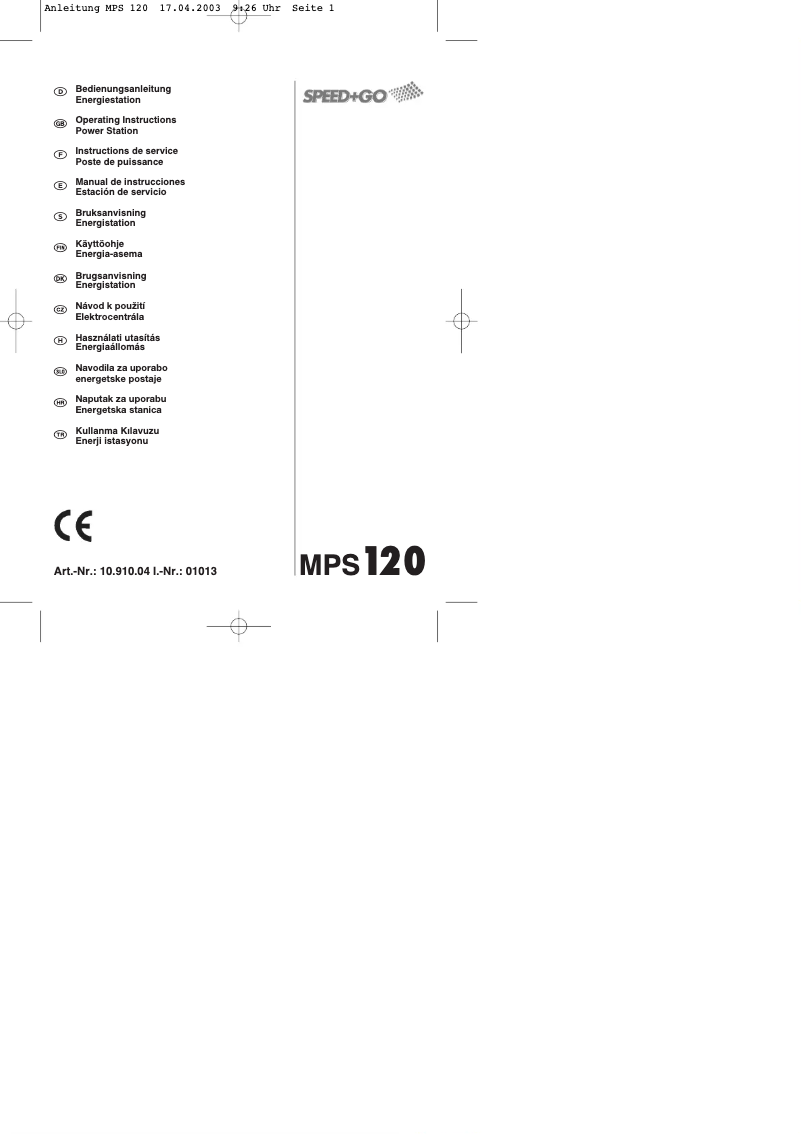 Imagen de la primera página del manual del dispositivo MPS 120