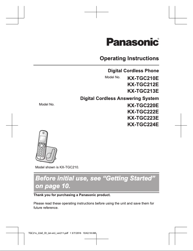 Página 1 del manual Manual de usuario Panasonic KX-TGC222E