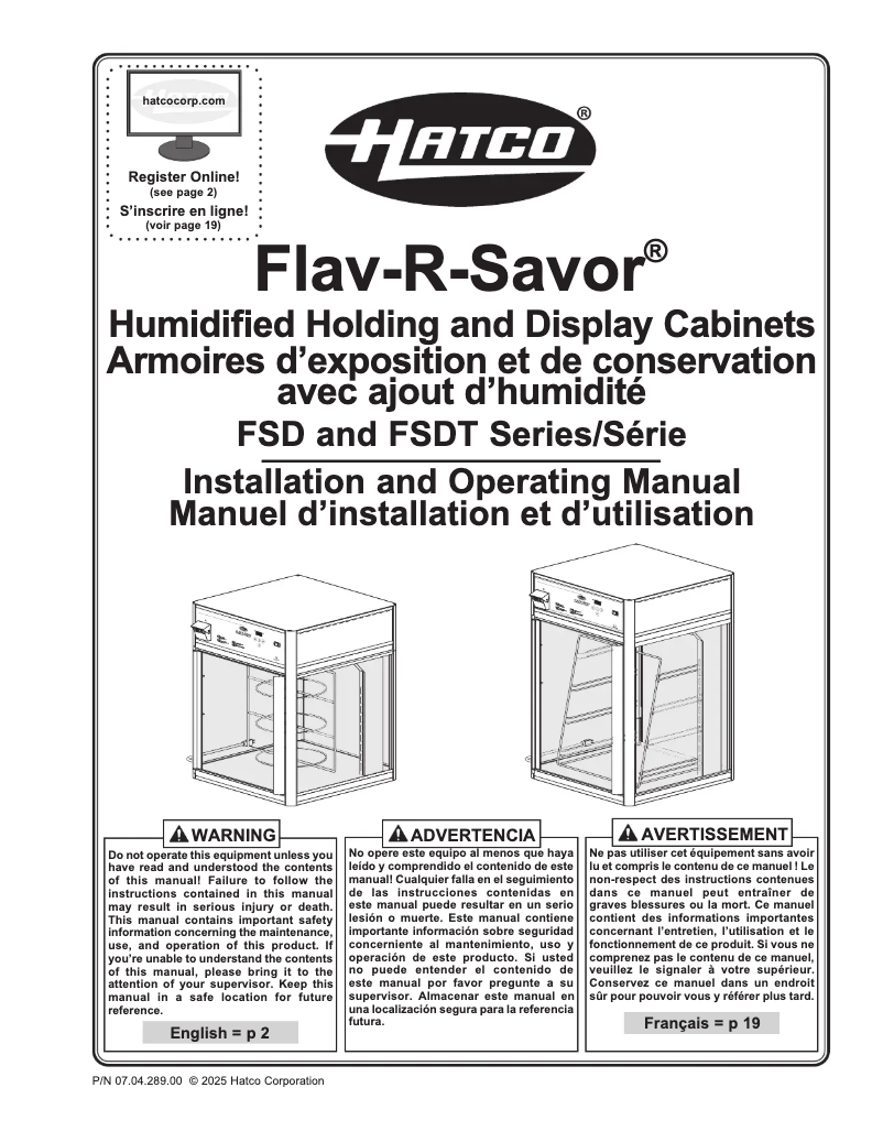 Imagen de la primera página del manual del dispositivo Flav-R-Savor FSDT-1