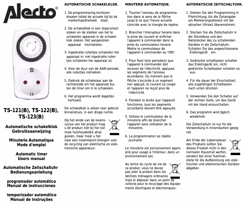 Página 1 del manual Manual de usuario Alecto TS-122