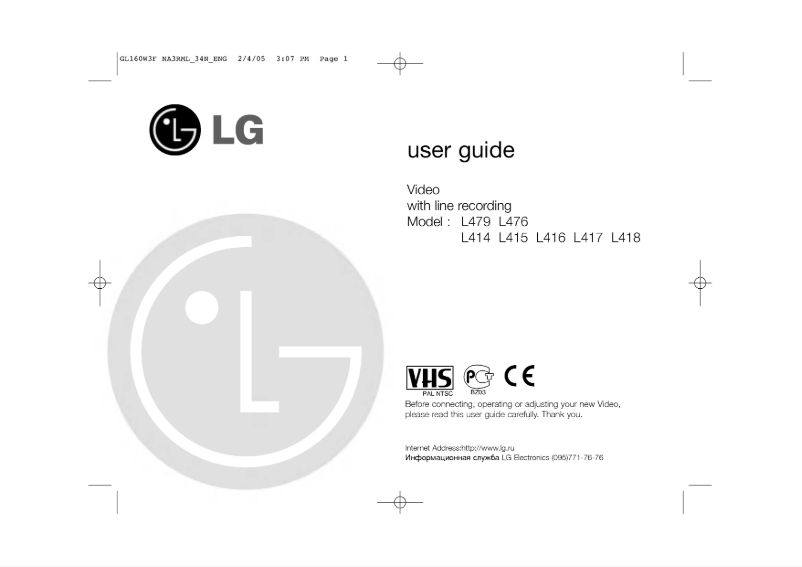 Imagen de la primera página del manual del dispositivo GL150W3F