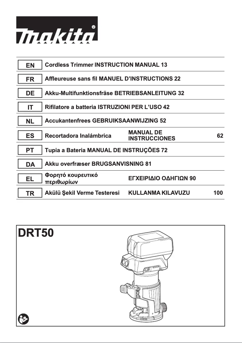 Página 1 del manual Ficha técnica Makita DRT50RMJX2