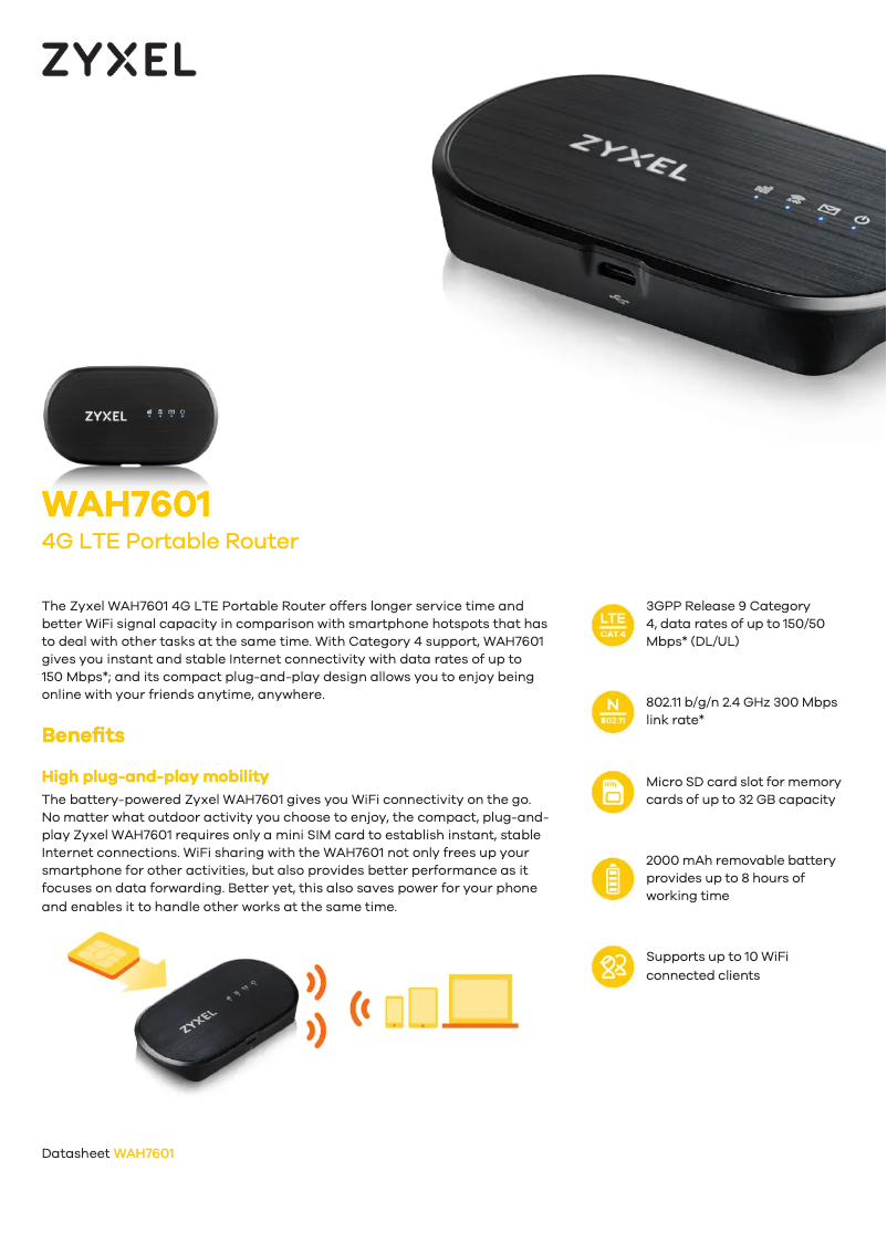 Página 1 del manual Ficha técnica ZyXEL WAH7601