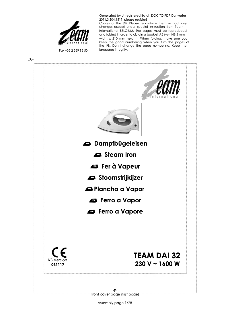 Imagen de la primera página del manual del dispositivo DAI 32