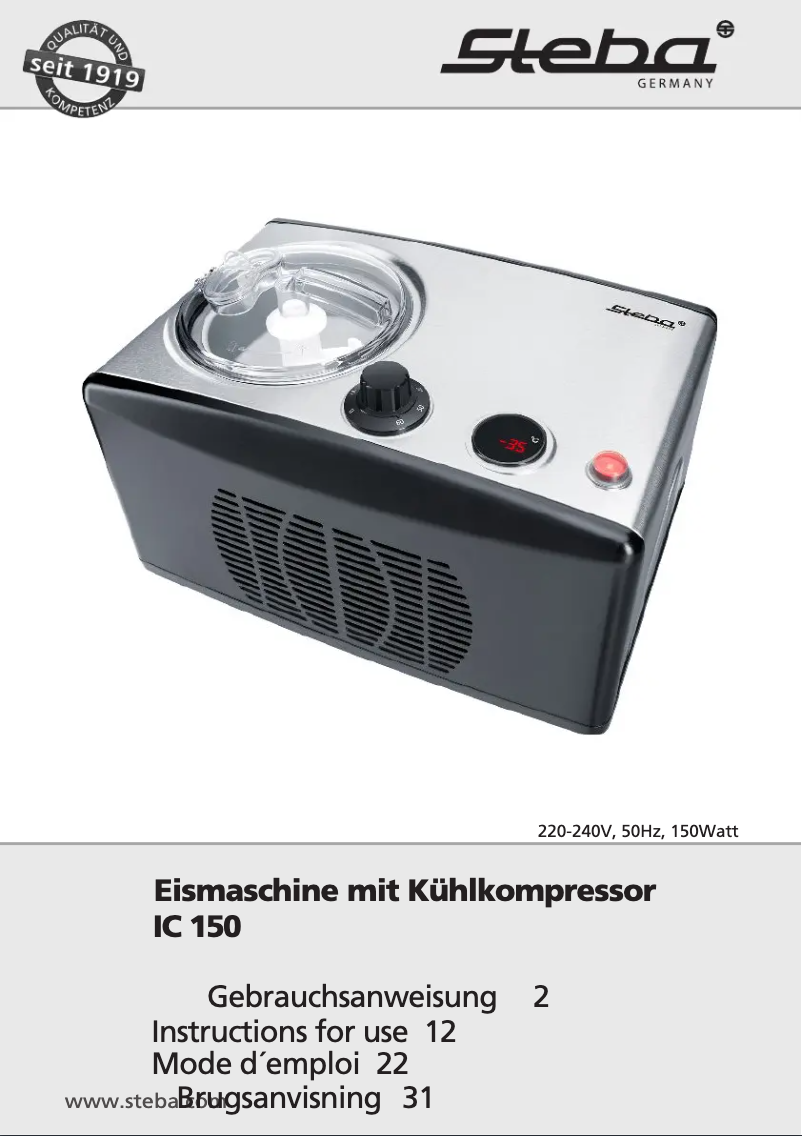 Imagen de la primera página del manual del dispositivo IC 150