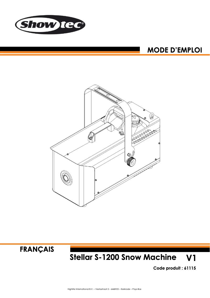 Página nº 1 - Manual de usuario Showtec Stellar S-1200 Snow Machine