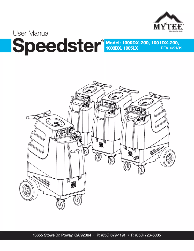 Página 1 del manual Manual de usuario Mytee Speedster 1001DX-200