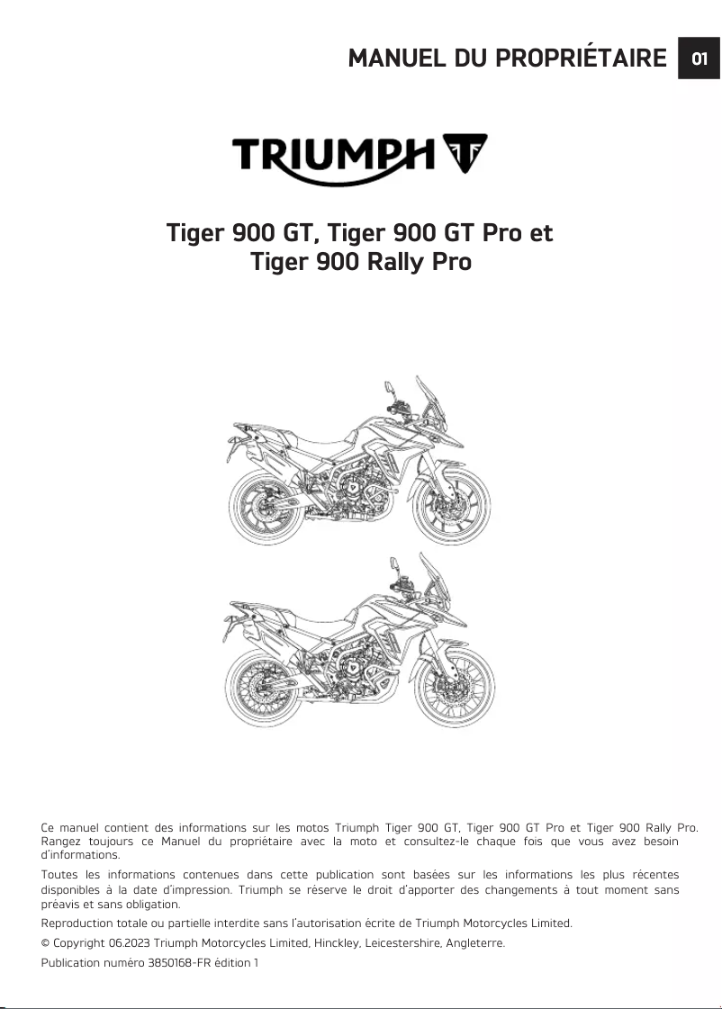 Imagen de la primera página del manual del dispositivo Tiger 900 Rally Pro (2024)
