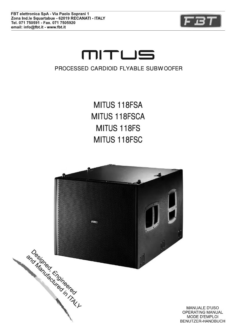 Imagen de la primera página del manual del dispositivo MITUS 118FSA
