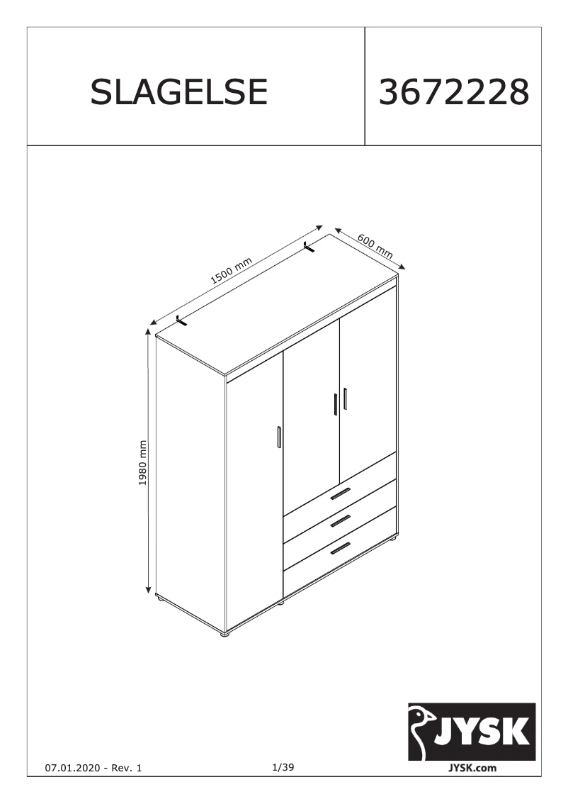 Imagen de la primera página del manual del dispositivo Slagelse