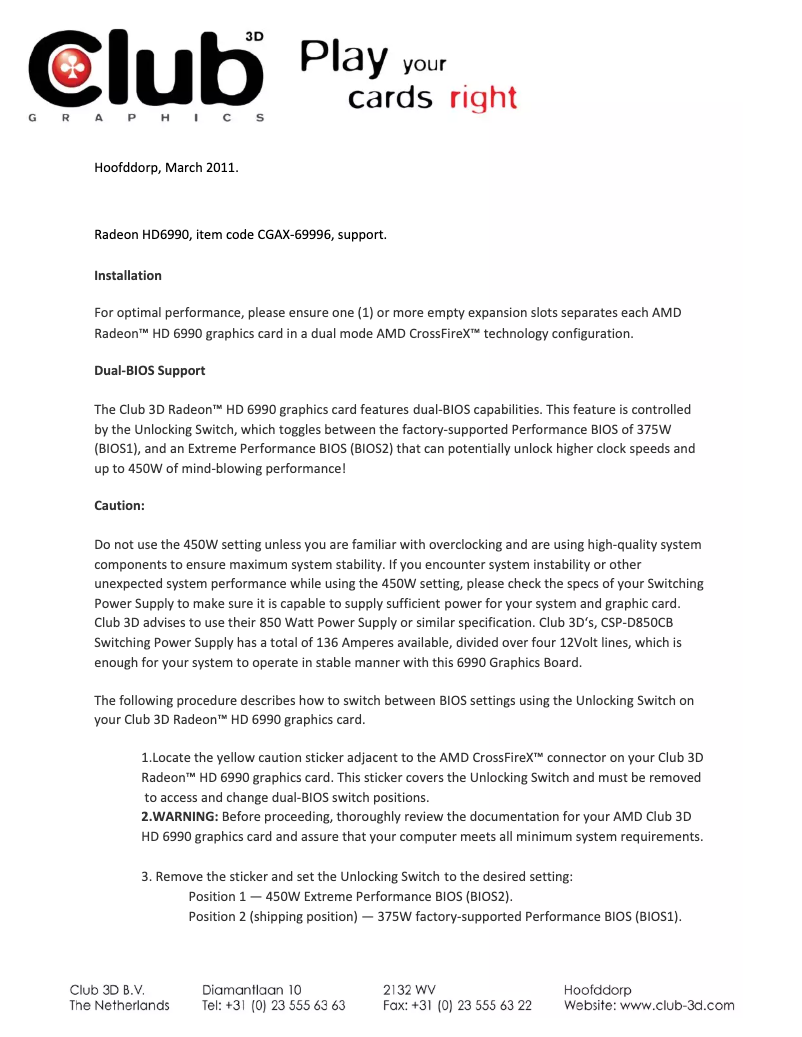 Imagen de la primera página del manual del dispositivo Radeon HD 6990