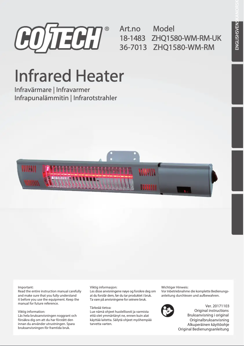 Página 1 del manual Manual de usuario Cotech ZHQ1580-WM-RM