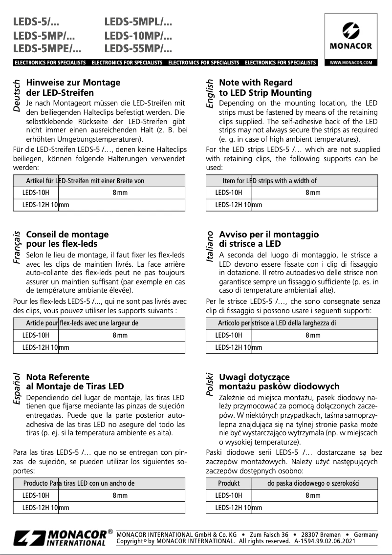 Imagen de la primera página del manual del dispositivo LEDS-5MPL/WS