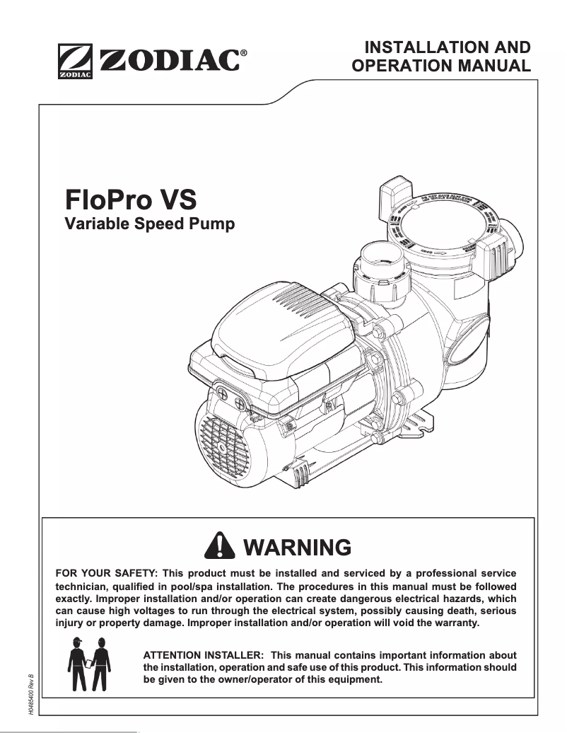 Imagen de la primera página del manual del dispositivo FloPro VS