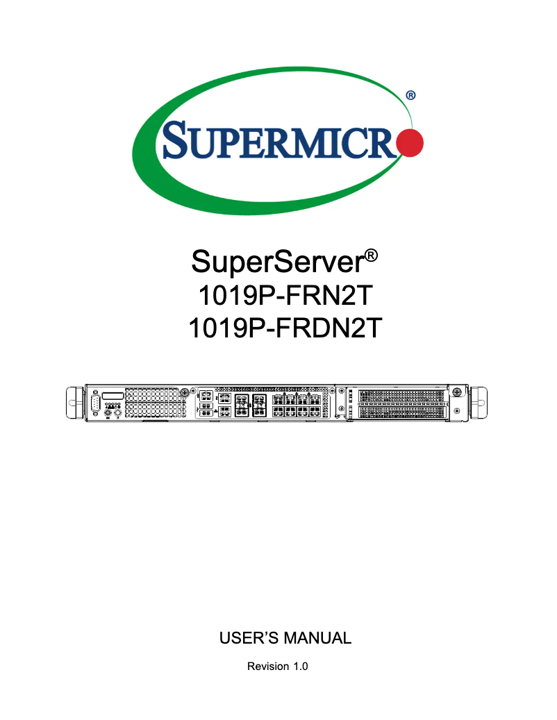 Página 1 del manual Manual de usuario Supermicro SuperServer 1019P-FRN2T