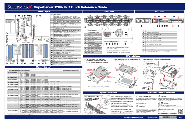Imagen de la primera página del manual del dispositivo SuperServer SYS-120U-TNR