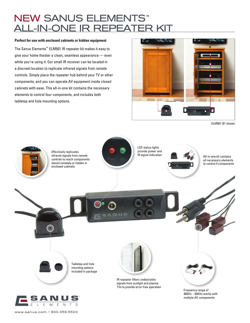 Página 1 del manual Ficha técnica Sanus Elements ELM501