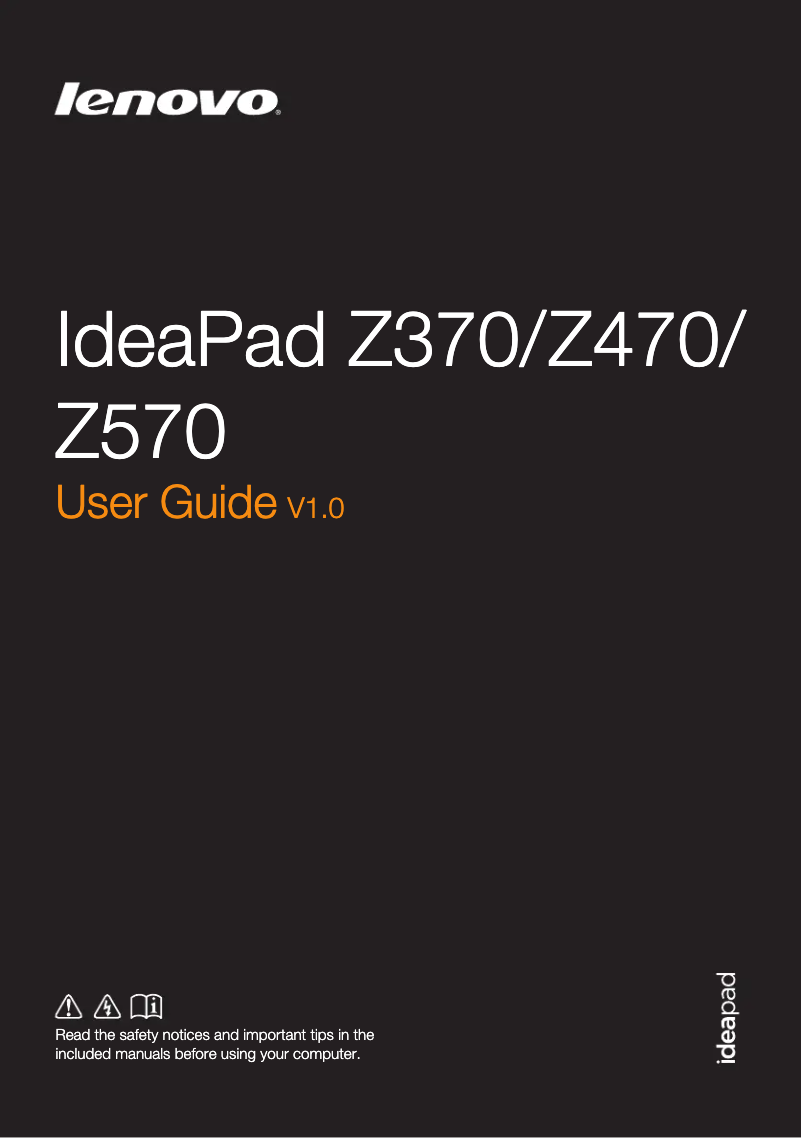 Imagen de la primera página del manual del dispositivo IdeaPad Z470gt