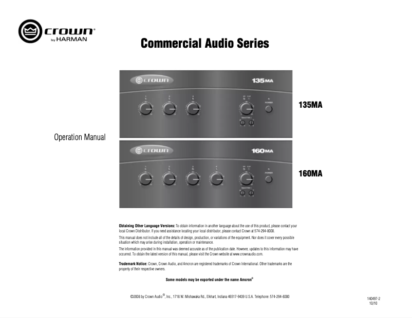 Imagen de la primera página del manual del dispositivo 160MA
