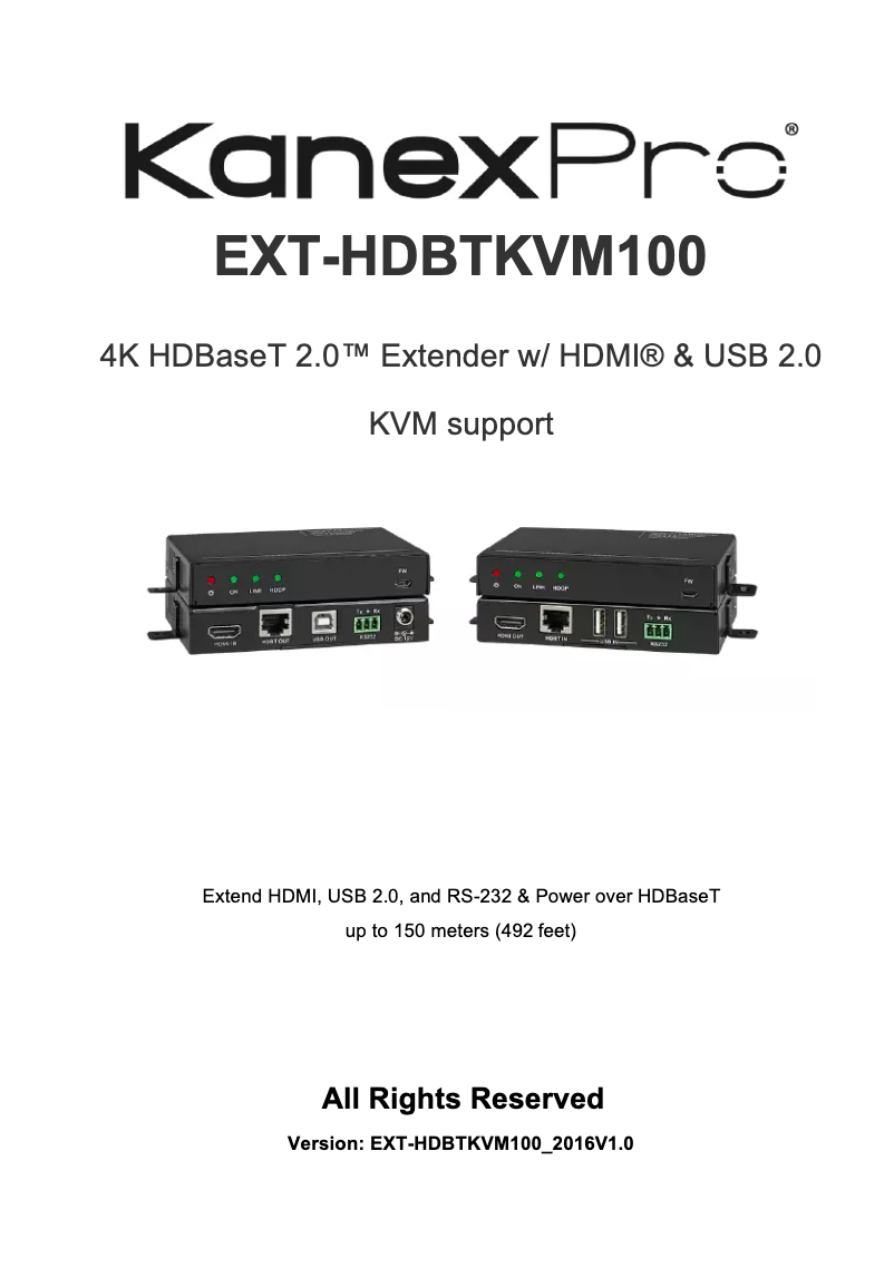 Página 1 del manual Manual de usuario KanexPro EXT-HDBTKVM100