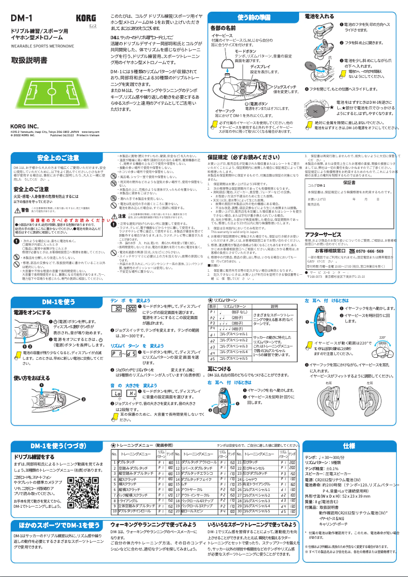 Imagen de la primera página del manual del dispositivo DM-1